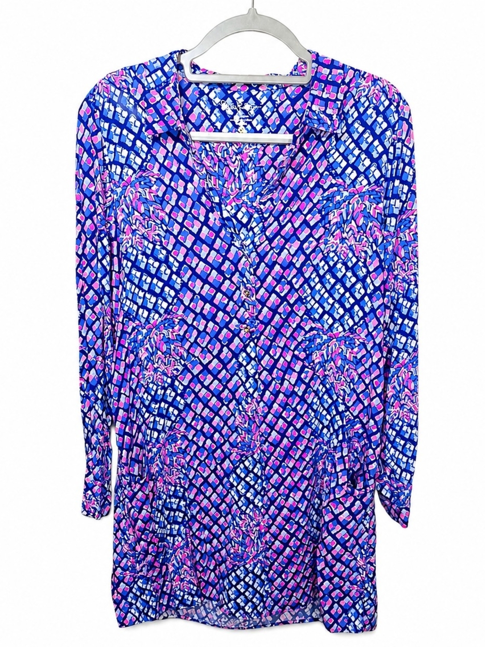 Lilly Pulitzer Blue & Pink Geometric Print Mini Dress